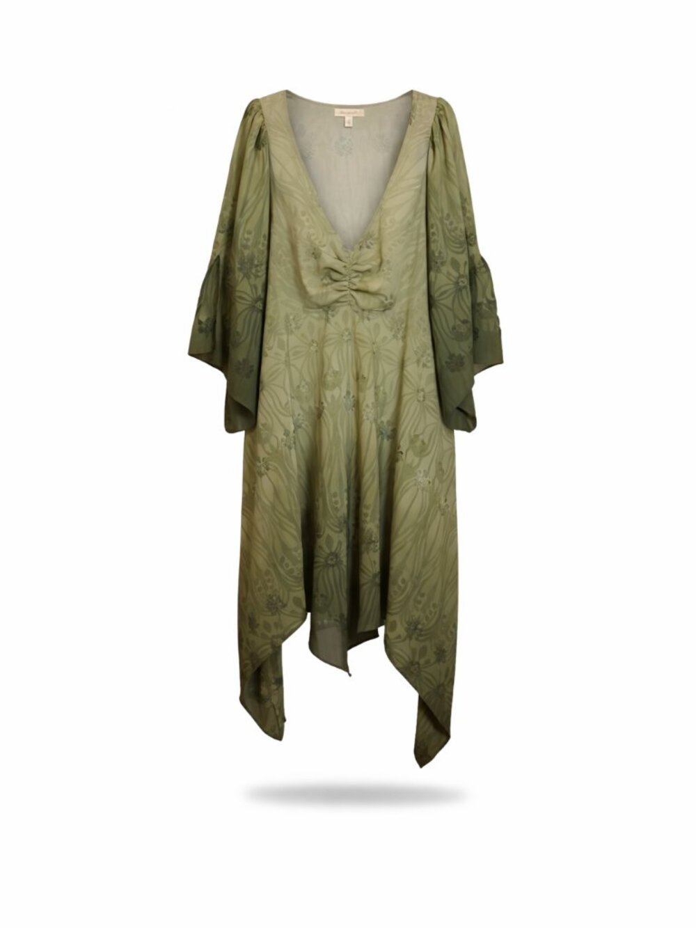 Olive Green Boho Flowy Dress | V-Neck | Lightweight | Size 24